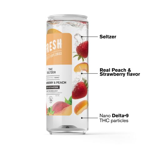 D9 Nano Strawberry & Peach THC Seltzer - 100mg - Fresh