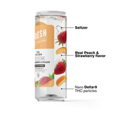 D9 Nano Strawberry & Peach THC Seltzer - 100mg - Fresh