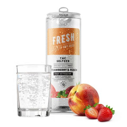 D9 Nano Strawberry & Peach THC Seltzer - 100mg - Fresh