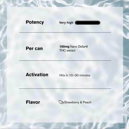 D9 Nano Strawberry & Peach THC Seltzer - 100mg - Fresh