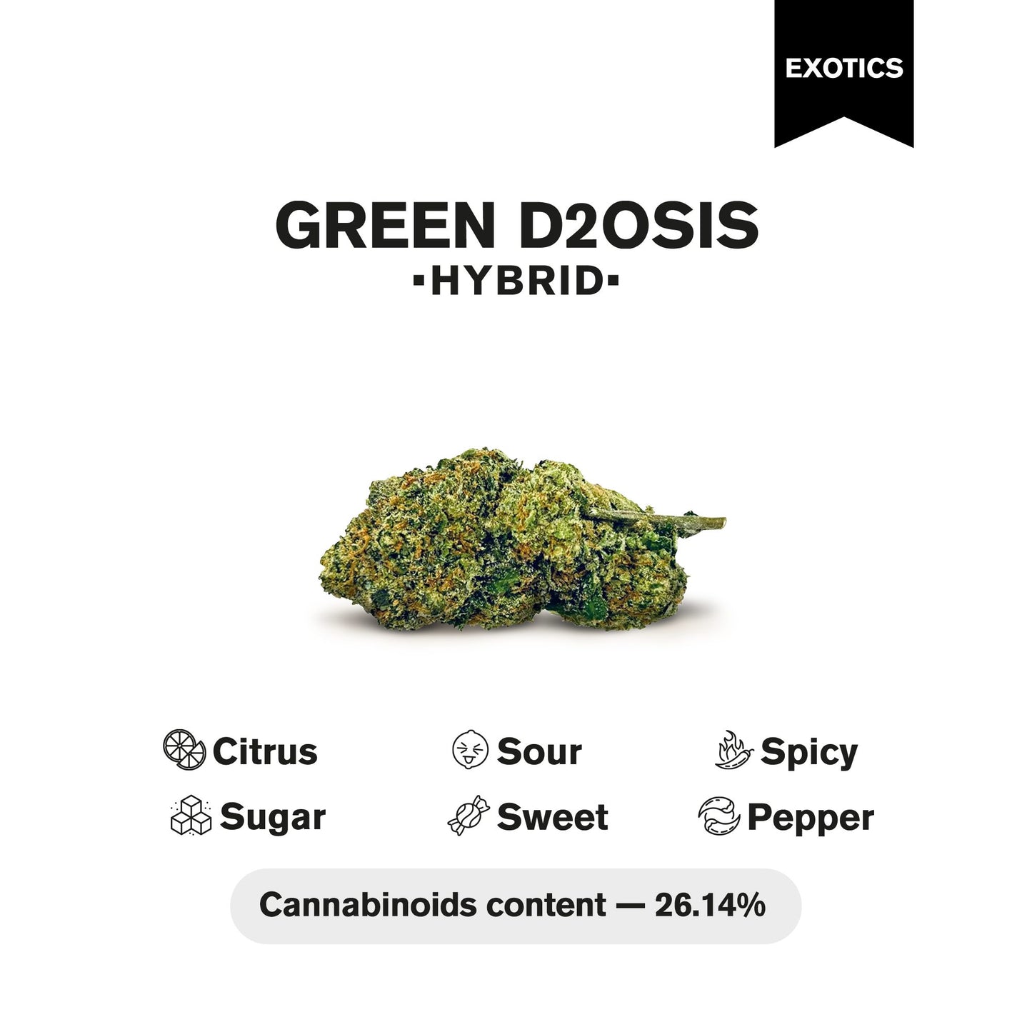 Green D2OSIS Flower - Hybrid - THCA