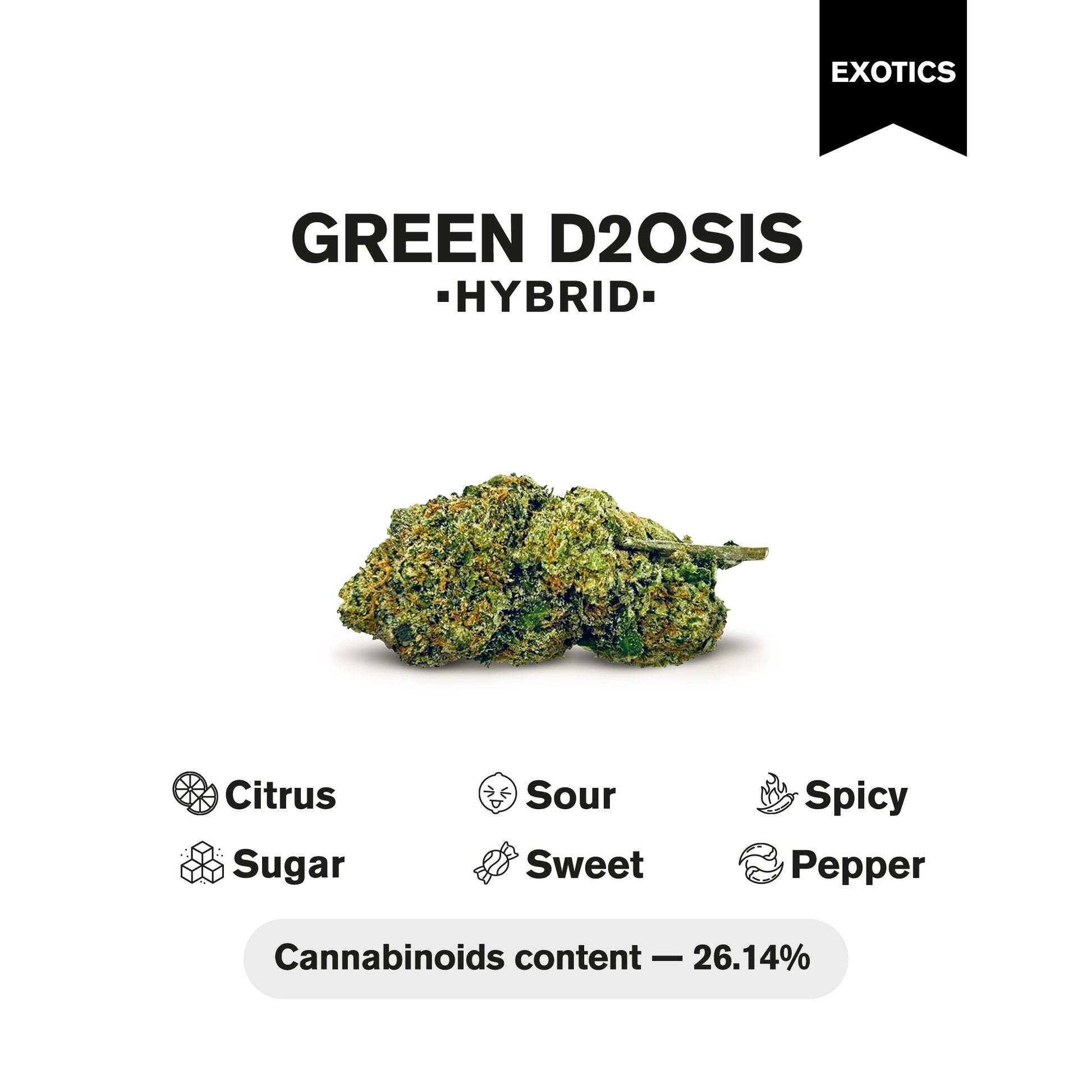 Green D2OSIS Flower - Hybrid - THCA