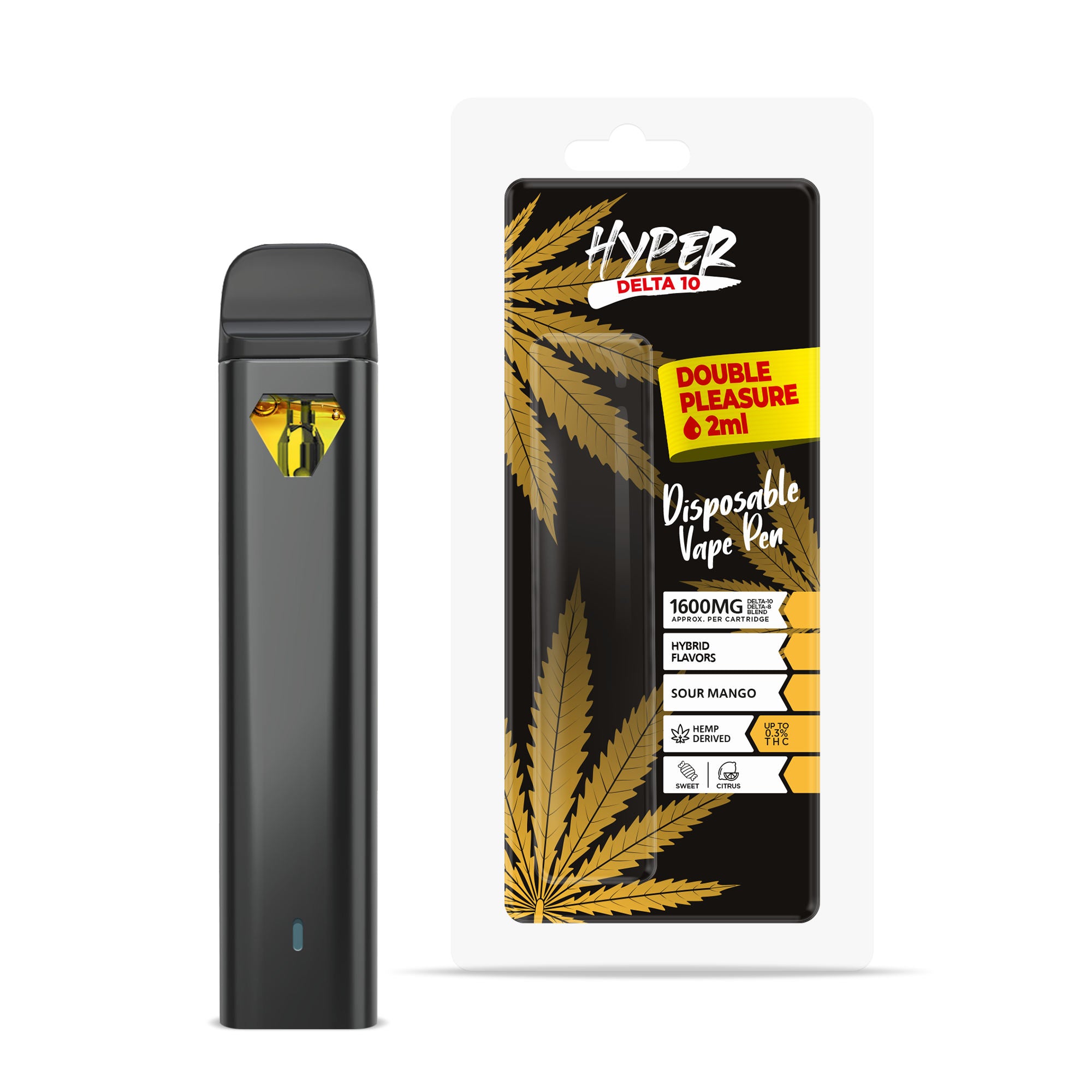 1600mg D10, D8 Vape Pen - Sour Mango - Hybrid - 2ml - Hyper