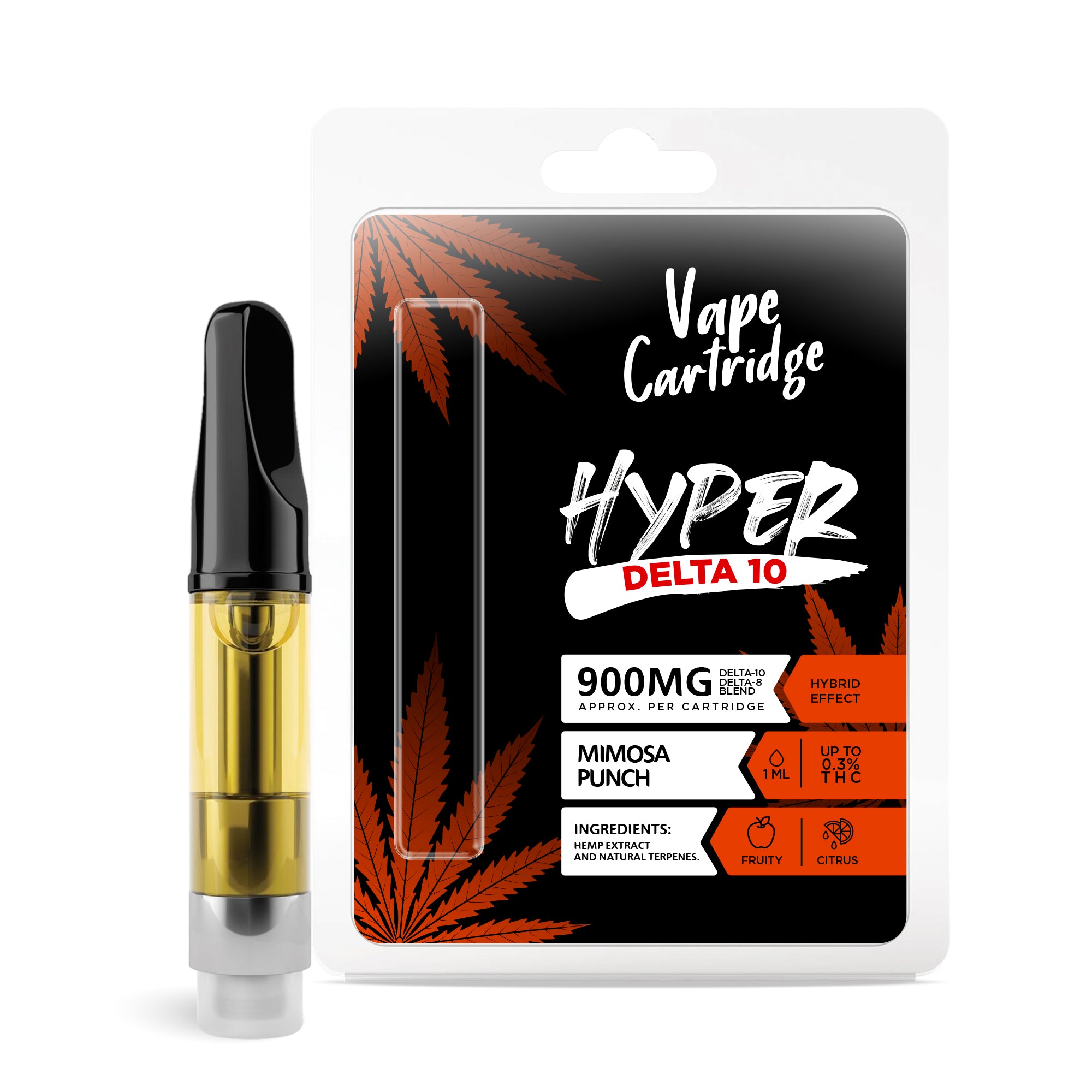 900mg D10, D8 Vape Cart - Mimosa Punch - Hybrid - 1ml - Hyper