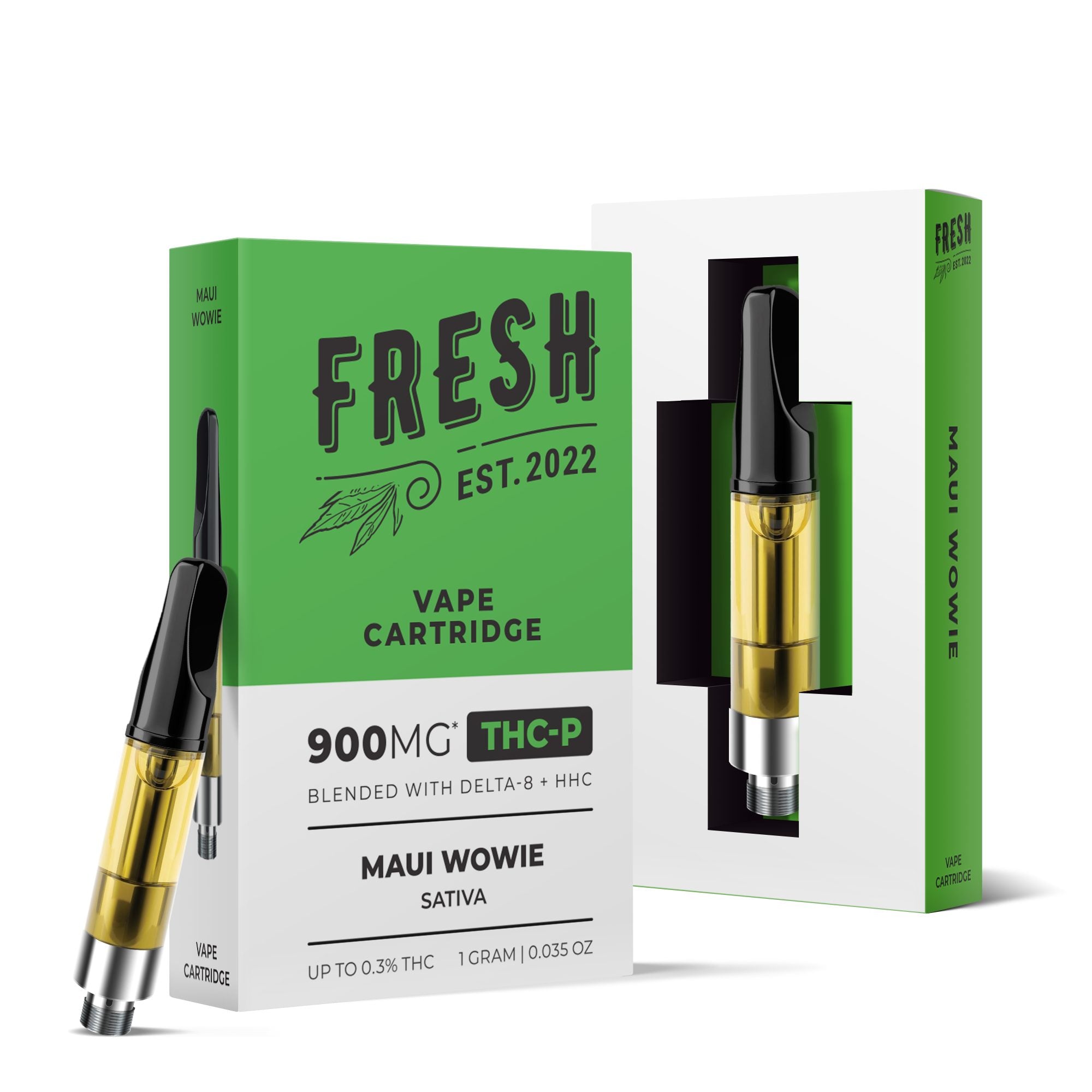 900mg THCP, D8, HHC Vape Cart - Maui Wowie - Sativa - 1ml - Fresh