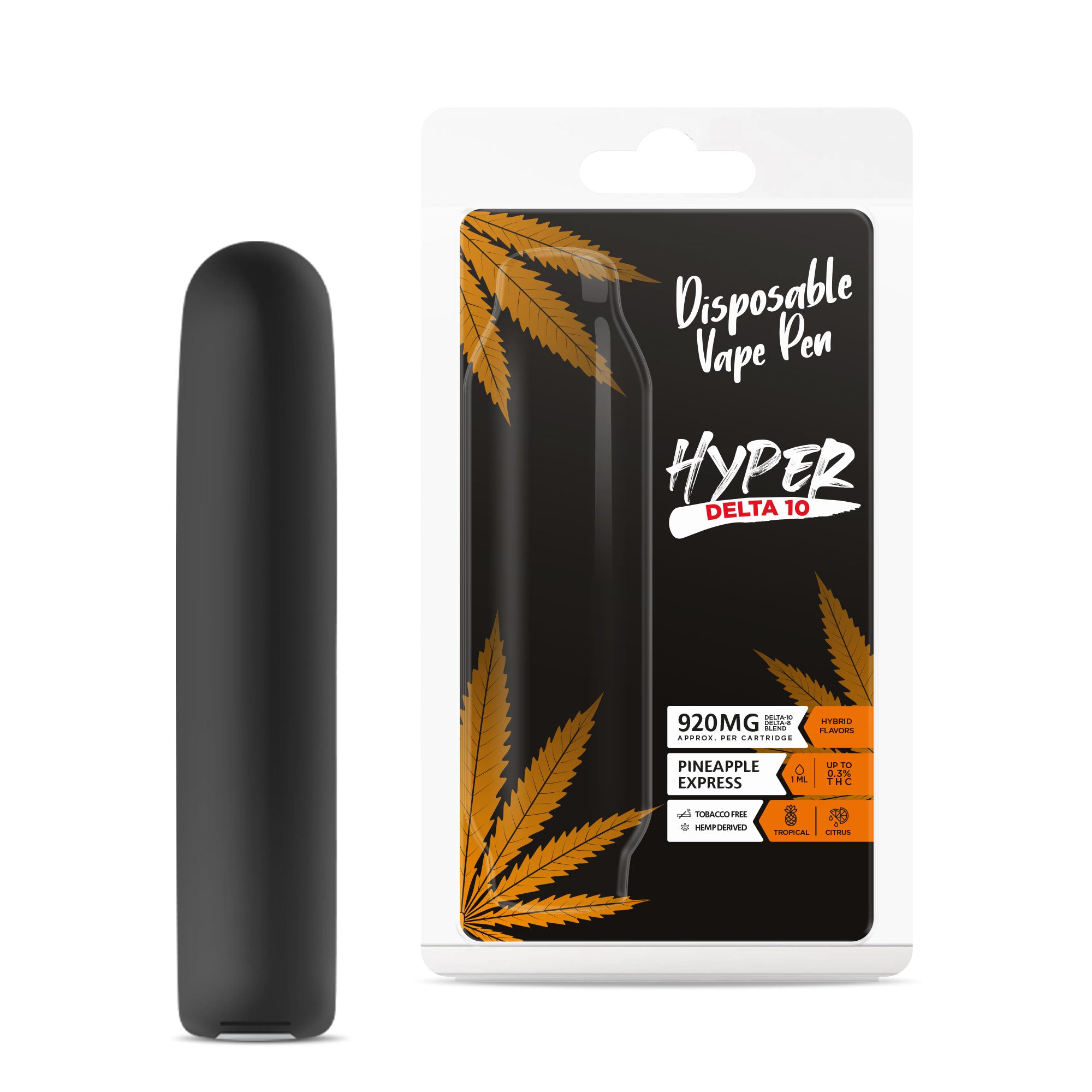 920mg D10, D8 Vape Pen - Pineapple Express - Hybrid - 1ml - Hyper