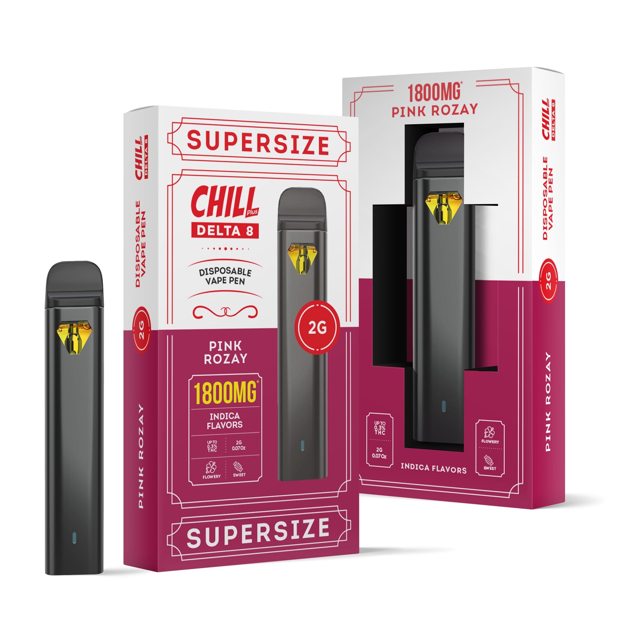 1800mg D8 Vape Pen - Pink Rozay - Indica - 2ml - Chill Plus