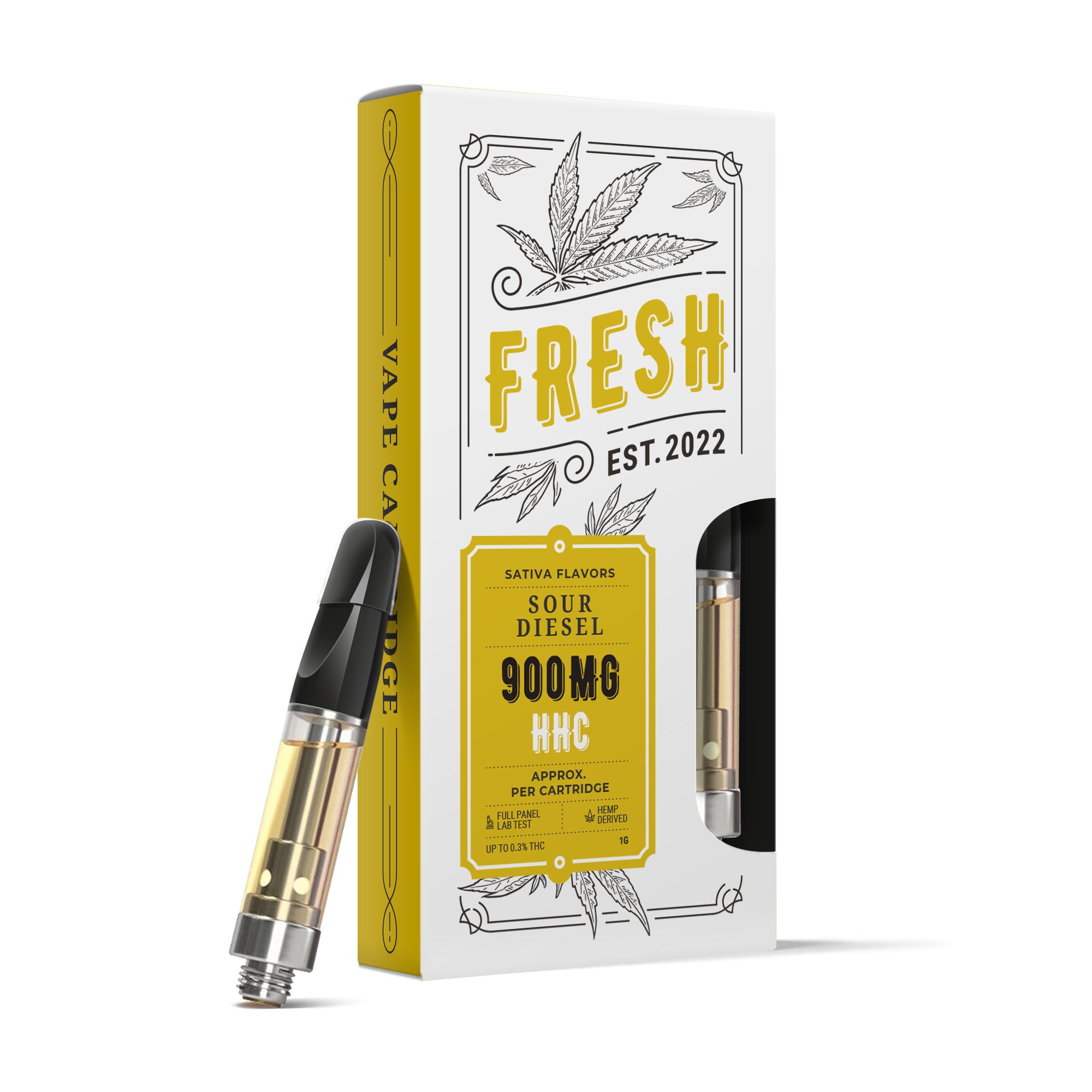 900mg HHC Vape Cart - Sour Diesel - Sativa - 1ml - Fresh