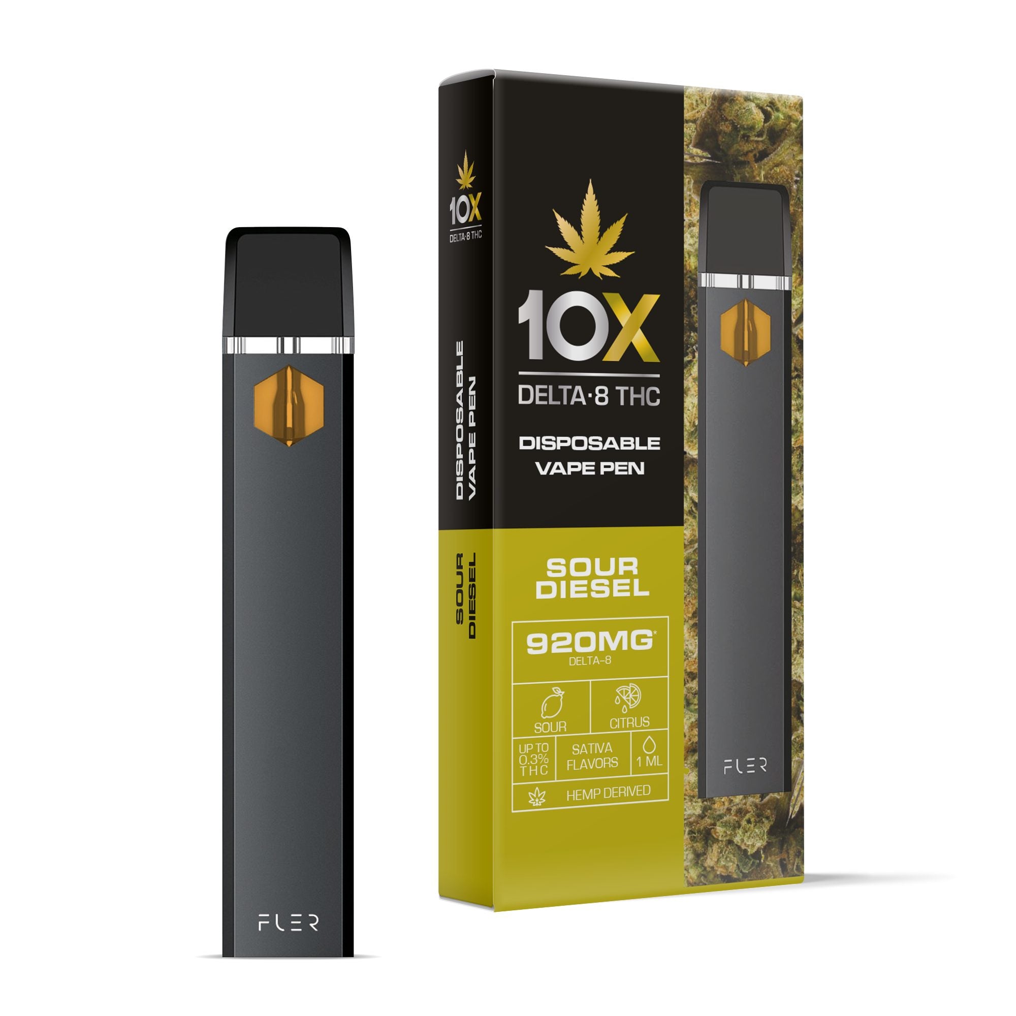 920mg D8 Vape Pen - Sour Diesel - Sativa - 1ml - 10X