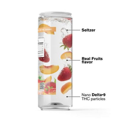 200mg Strawberry & Peach THCa Seltzer - Delta 9 Nano - Fresh
