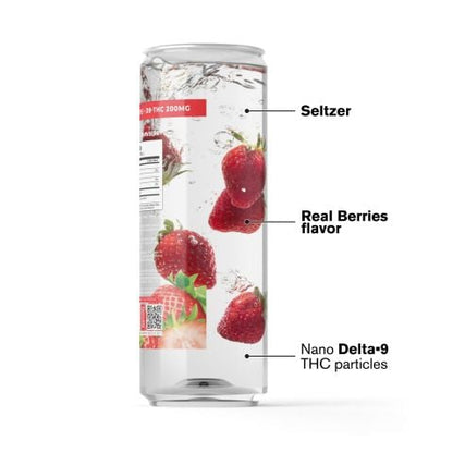 200mg Strawberry THCa Seltzer - D9 Nano - Fresh