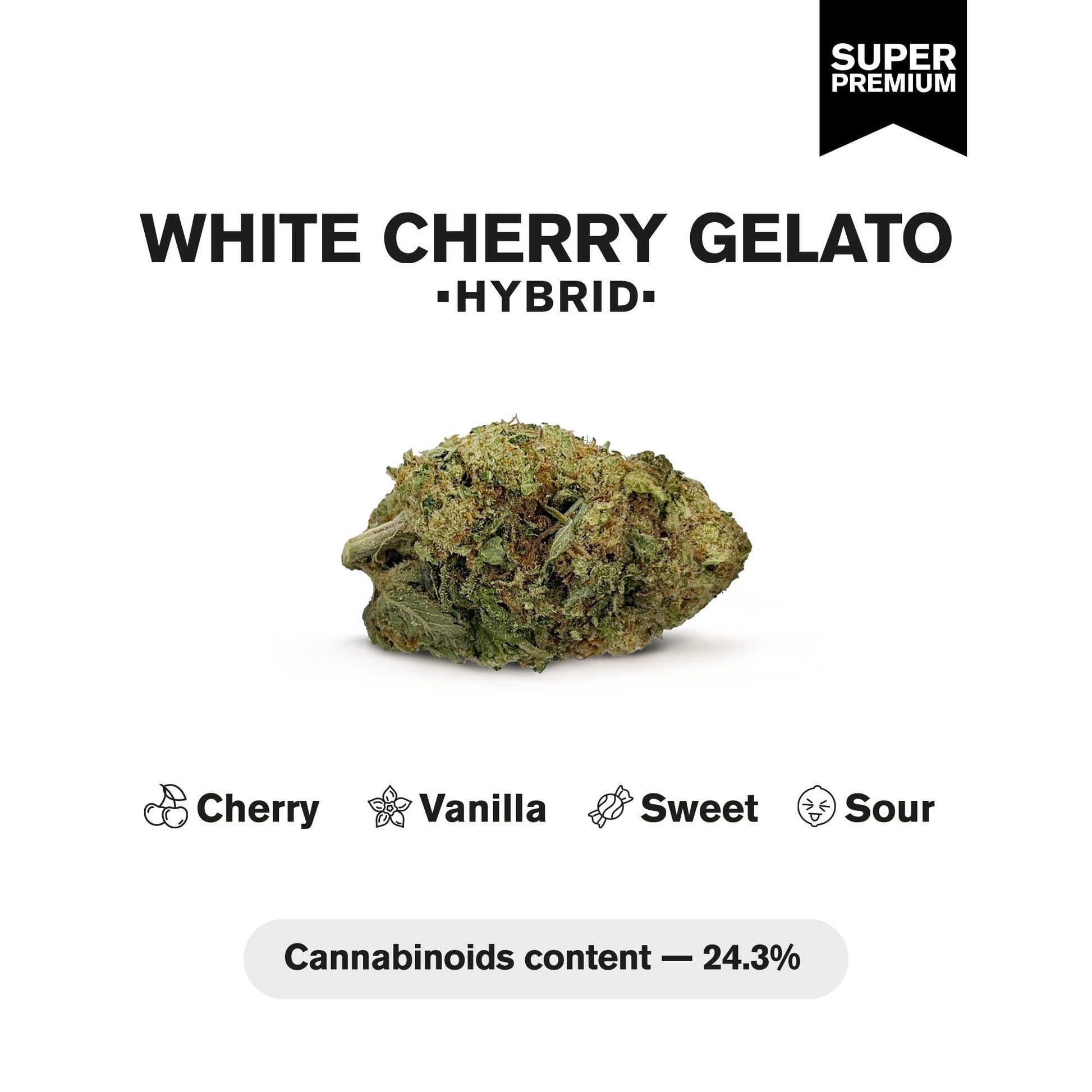 White Cherry Gelato Flower - Hybrid - THCA