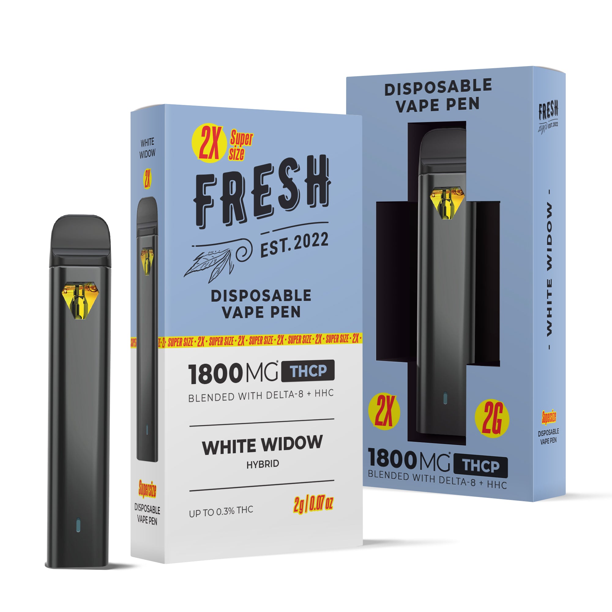 1800mg THCP, D8, HHC Vape Pen - White Widow - Hybrid - 2ml - Fresh