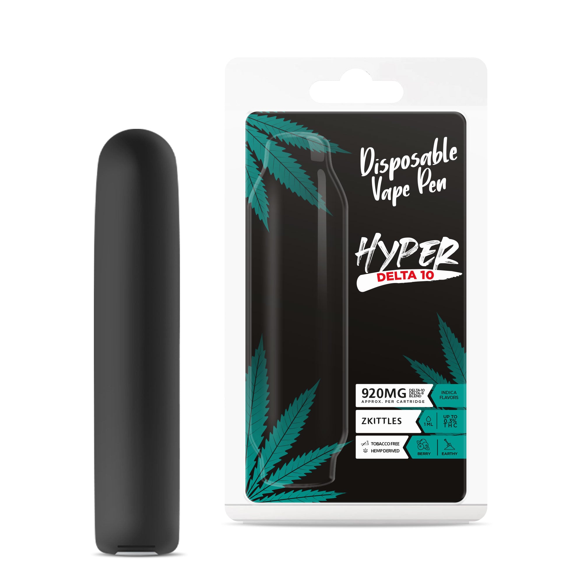 920mg D10, D8 Vape Pen - Zkittles - Indica - 1ml - Hyper